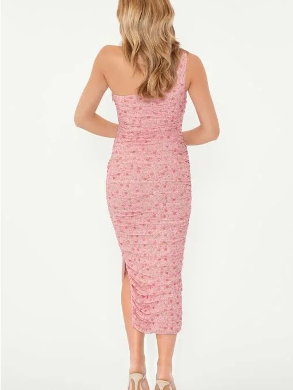 Likely Pink Floral Ruched Midi Dress - Picture 2 of 7